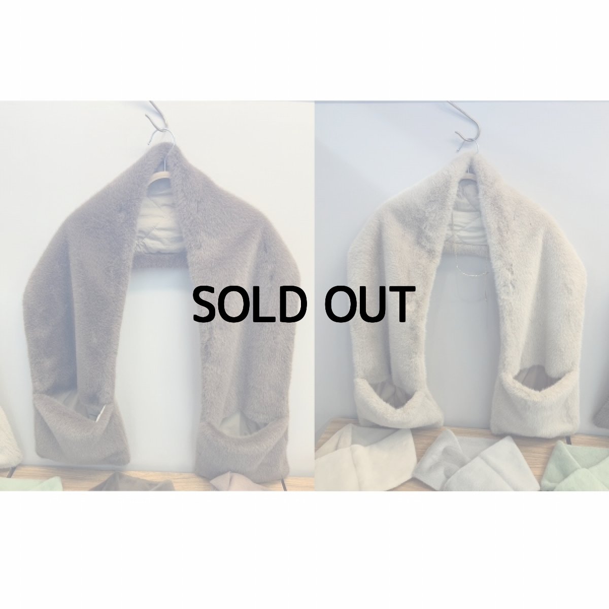 画像1: 【予約商品】《納期：9月中旬〜9月末旬》【ATELIER BRUGGE】アトリエブルージュ/BIG MUFFLER POCKETS/ビッグ マフラー ポケット/エコファー/春秋冬《レディース》 (1)