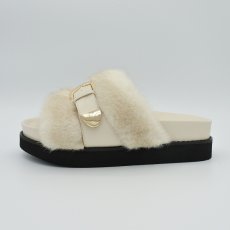 画像2: 【 ATELIER BRUGGE 】 アトリエブルージュ FUR BELTED SANDALS ファー ベルテッド サンダル エコファー 春秋冬 レディース  (2)