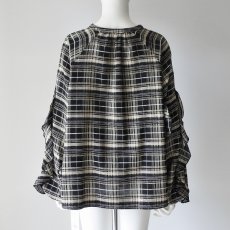 画像5: 【 CLOCHE 】 クロッシェ ゆったりシルエット モール糸 チェック柄 フリル ブラウス 春秋冬 レディース  (5)