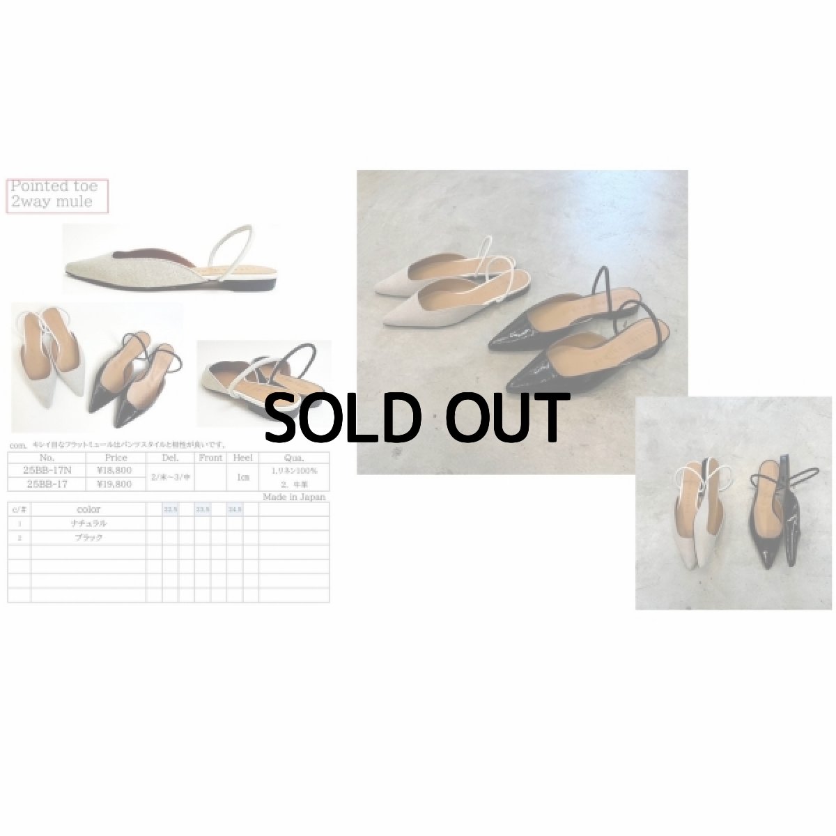 画像1: 【予約商品】《納期：2025年2月末〜3月中旬》【 ATELIER BRUGGE 】アトリエブルージュ 日本製 POINTED TOE 2WAY MULE 日本製 リネン 牛革 ミュール 春夏秋 レディース  (1)