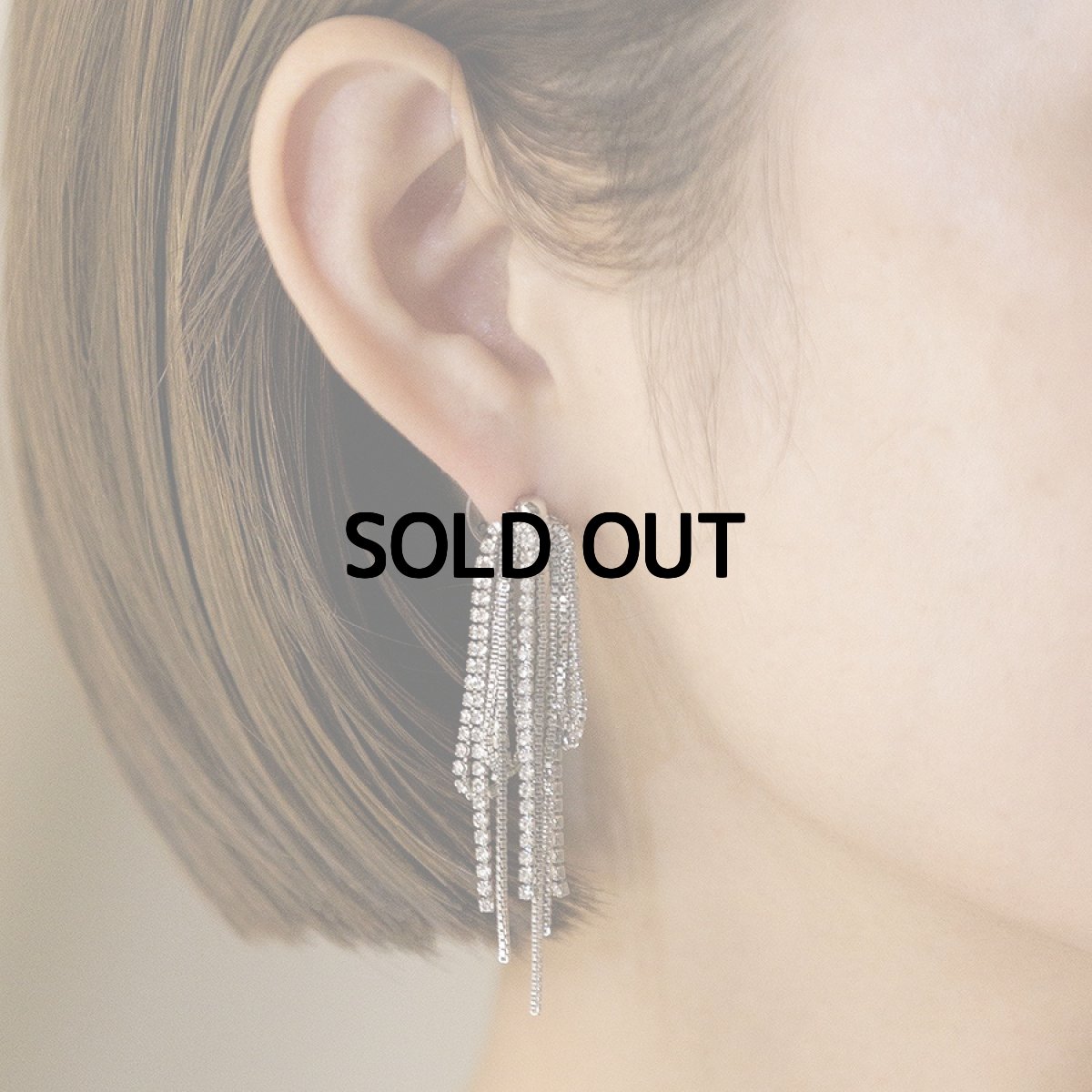 画像1: 【 CHIGNON 】 シニヨン ラインストーン フリンジ ピアス オールシーズン レディース  (1)