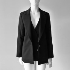 画像2: 【 RISLEY 】 リズレー リズレイ Tailor collar shoulder jacket 2way 肩掛け ピークドラペル センターベンツ ジャケット 春秋冬 レディース  (2)