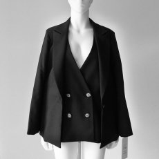 画像1: 【 RISLEY 】 リズレー リズレイ Tailor collar shoulder jacket 2way 肩掛け ピークドラペル センターベンツ ジャケット 春秋冬 レディース  (1)