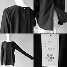 画像6: 【 CLOCHE 】 クロッシェ 日本製 きれいめ 異素材ドッキング ジョーゼット 袖レース バックスリット 長袖 カットソー オールシーズン レディース  (6)