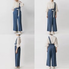 画像7: 【 Lallia Mu 】 ラリアムー ショルダーベルト ラップ サロペット 生成り デニム パンツ 春夏秋 レディース  (7)