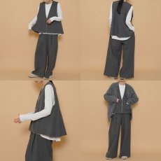 画像8: 【予約商品】《納期：2025年9月上旬〜9月中旬》《 セットアップ 対応 》【 CYAN TOKYO 】シアン トーキョー フラノ ジップ フレア ベスト ジレ 春秋冬 レディース  (8)