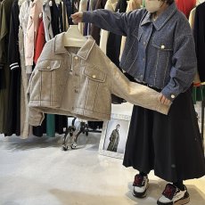 画像1: 【予約商品】《納期：2025年9月上旬〜中旬》【 DOS DIOSAS 】ドスディオサス オーバーサイズ ウール混 ビックステッチ Gジャン ジャケット ショート コート 春秋冬 レディース  (1)