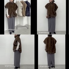 画像8: 【予約商品】《納期：2025年9月中旬》【 CLOCHE 】 クロシェ クロッシェ ゆったりシルエット エコファー ミンク フェイクファー フレンチスリーブ ジレ ベスト 春秋冬 レディース  (8)