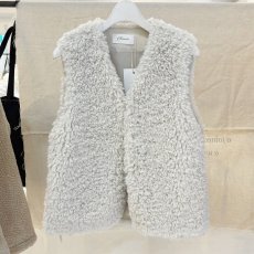 画像6: 【予約商品】《納期：2025年9月末》【 HERENCIA 】 ヘレンチア ゆったりシルエット エコムートン プードル カーリー ファー ベスト ジレ  春秋冬 レディース  (6)