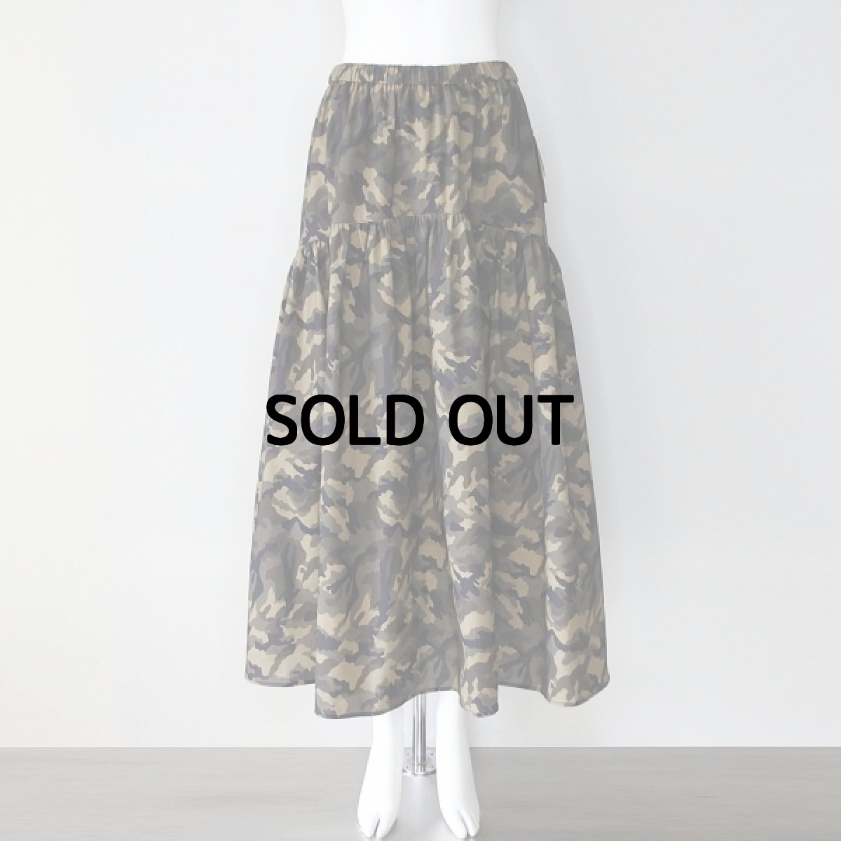 画像1: 【 MARGAUX VINTAGE 】 マルゴーヴィンテージ カモフラージュ ギャザー ティアード スカート 春夏秋 レディース  (1)