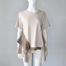 画像1: 【 RISLEY 】 リズレー リズレイ 異素材ドッキング アシンメトリー フリル Tシャツ カットソー  春夏秋 レディース  (1)