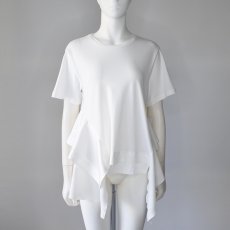 画像1: 【 RISLEY 】 リズレー リズレイ 異素材ドッキング アシンメトリー フリル Tシャツ カットソー  春夏秋 レディース  (1)