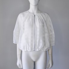 画像1: 【 QTUME 】 クチューム きれいめ シアー メッシュ ボーダー柄 ドローコード付き ブルゾン 春夏秋 レディース  (1)