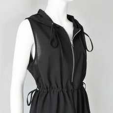 画像3: 【 MARGAUX VINTAGE 】 マルゴーヴィンテージ ハーフジップ ウエスト ドローコード フーディ ジョーゼット ワンピース 春夏秋 レディース  (3)