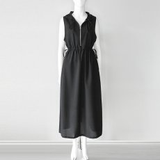 画像1: 【 MARGAUX VINTAGE 】 マルゴーヴィンテージ ハーフジップ ウエスト ドローコード フーディ ジョーゼット ワンピース 春夏秋 レディース  (1)