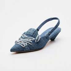画像2: 【 MAISON MAVERICK PRESENTS 】 メゾン マヴェリック プレゼンツ 走れるミュール デニム レースアップ スニーカー ミュール オールシーズン レディース  (2)