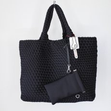 画像2: 【 motte 】 モッテ 手編み イントレチャート メッシュ 携帯ポーチ付き L トート バッグ オールシーズン 男女兼用  (2)