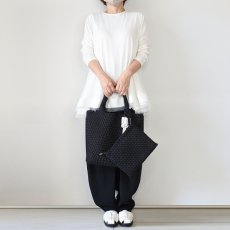 画像1: 【 motte 】 モッテ 手編み イントレチャート メッシュ ポーチ付き M トート バッグ オールシーズン 男女兼用  (1)