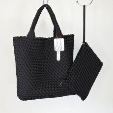 画像2: 【 motte 】 モッテ 手編み イントレチャート メッシュ ポーチ付き M トート バッグ オールシーズン 男女兼用  (2)