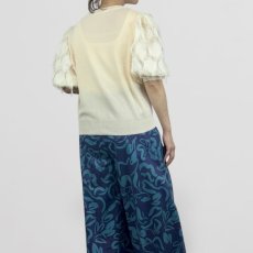 画像8: 【 QTUME 】 クチューム 異素材ドッキング フリンジ ジャガード リネンライク ニット プルオーバー 春夏秋 レディース  (8)