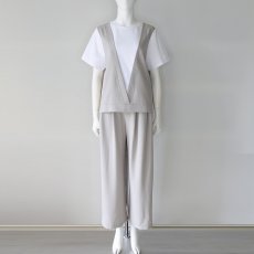 画像1: 《 上下セット 》【 CYAN TOKYO 】シアン トーキョー レイヤーライクコンビ カットソー スパイラルライン 2タック ワイド パンツ セットアップ 春夏秋 レディース  (1)