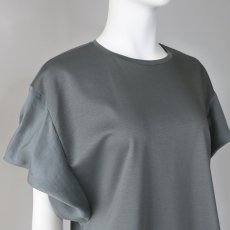 画像2: 【 PASSIONE 】 パシオーネ 異素材コンビ きれいめ シルケット Tシャツ カットソー 春夏秋 レディース  (2)