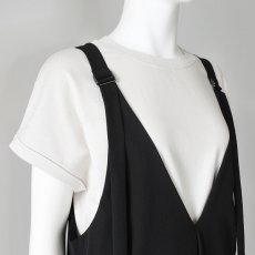 画像2: 《 セットアップ 対応》【 CLOCHE 】 クロッシェ クロシェ 接触冷感 撥水 ストレッチ Vネック ジャンパースカート 春夏秋 レディース  (2)