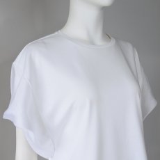 画像2: 【 PASSIONE 】 パシオーネ 異素材コンビ きれいめ シルケット Tシャツ カットソー 春夏秋 レディース  (2)
