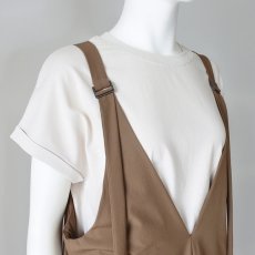 画像2: 《 セットアップ 対応》【 CLOCHE 】 クロッシェ クロシェ 接触冷感 撥水 ストレッチ Vネック ジャンパースカート 春夏秋 レディース  (2)