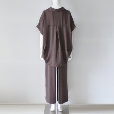 画像3: 《 上下セット 》【 CYNICAL 】 シニカル ゆったりシルエット セルロース 100％ テロテロ キーネック オーバーサイズ ブラウス イージー ワイドパンツ セットアップ 春夏秋 レディース  (3)