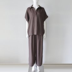 画像1: 《 上下セット 》【 CYNICAL 】 シニカル ゆったりシルエット セルロース 100％ テロテロ キーネック オーバーサイズ ブラウス イージー ワイドパンツ セットアップ 春夏秋 レディース  (1)