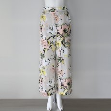 画像1: 【 anana 】 アナナ きれいめ テロテロ ペイント フラワー 裏地付き ワイド パンツ 春夏秋 レディース  (1)