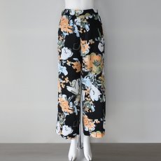 画像1: 【 anana 】 アナナ きれいめ テロテロ ペイント フラワー 裏地付き ワイド パンツ 春夏秋 レディース  (1)