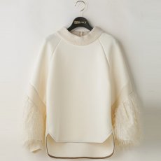 画像1: 【予約商品】《納期：2025年11月上旬》【 Lallia Mu 】ラリアムー 異素材コンビ シャギースリーブ プルオーバー 春秋冬 レディース  (1)