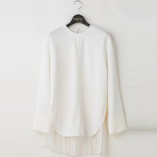 画像1: 【予約商品】《納期：2025年10月上旬》【 Lallia Mu 】ラリアムー 異素材コンビ バックプリーツ ソフトサーモ 裏起毛 カットソー 春秋冬 レディース  (1)