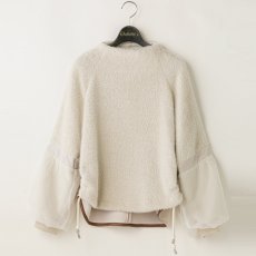 画像1: 【予約商品】《納期：2025年11月上旬》【 Lallia Mu 】ラリアムー 異素材コンビ オーガンジースリーブ シャギー ボトルネック プルオーバー 春秋冬 レディース  (1)