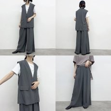 画像16: 《 上下セット 》【 CYNICAL 】 シニカル 軽量 サラサラ ワッシャー ナイロン ジレ ベスト ワイドパンツ セットアップ 春夏秋 レディース  (16)