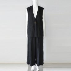 画像1: 《 上下セット 》【 CYNICAL 】 シニカル 軽量 サラサラ ワッシャー ナイロン ジレ ベスト ワイドパンツ セットアップ 春夏秋 レディース  (1)