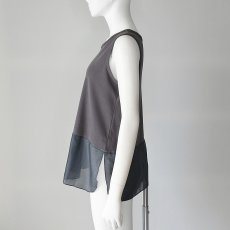 画像4: 【 Dignite Collier 】 ディニテコリエ 異素材コンビ 裾シアー タンクトップ カットソー 春夏秋 レディース  (4)