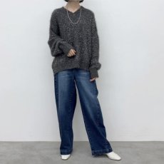 画像1: 【予約商品】《納期：2025年11月上旬》【 CYNICAL 】 シニカル ノンチク ブークレ ラメ フェザー ネップ ウォッシャブル Vネック コクーン ニット 春秋冬 レディース  (1)