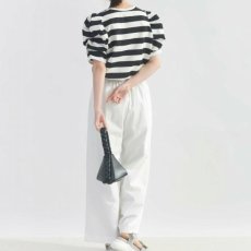 画像4: 【 PICCIN 】ピッチン 袖ギャザー パワーショルダー ボーダー プルオーバー カットソー 春夏秋 レディース  (4)