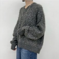 画像3: 【予約商品】《納期：2025年11月上旬》【 CYNICAL 】 シニカル ノンチク ブークレ ラメ フェザー ネップ ウォッシャブル Vネック コクーン ニット 春秋冬 レディース  (3)