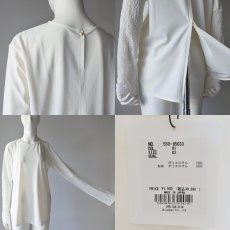 画像6: 【 CLOCHE 】 クロッシェ 日本製 きれいめ 異素材ドッキング ジョーゼット 袖シアー バックスリット 長袖 カットソー オールシーズン レディース  (6)