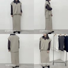 画像16: 《 上下セット 》【 CLOCHE 】 クロッシェ クロシェ ショーゼット ストレッチ ベスト ジレ  Iライン スカート セットアップ 春夏秋 レディース  (16)