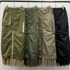 画像7: 《 セットアップ 対応 》【 RISLEY 】 リズレー リズレイ Military skirt ペチコート付き ジップ ナイロン ストレート スカート 春秋冬 レディース  (7)