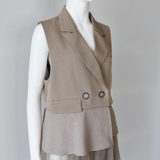 画像2: 【 RISLEY 】 リズレー リズレイ Long tulle tailored collar gilet 異素材コンビ 3Way チュール ベスト ジレ 春秋 レディース  (2)