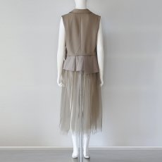 画像5: 【 RISLEY 】 リズレー リズレイ Long tulle tailored collar gilet 異素材コンビ 3Way チュール ベスト ジレ 春秋 レディース  (5)