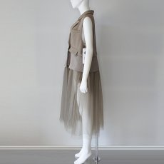 画像4: 【 RISLEY 】 リズレー リズレイ Long tulle tailored collar gilet 異素材コンビ 3Way チュール ベスト ジレ 春秋 レディース  (4)