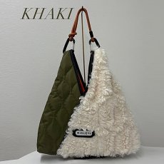 画像5: 予約商品《８/末頃入荷》【 RISLEY x OUTDOOR 】 リズレー リズレイ アウトドア コラボ Triangle fur quilt bag エコファー トライアングル バッグ 春秋冬 レディース  (5)