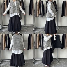 画像8: 【 CYAN TOKYO 】シアン トーキョー MIXツイード フリンジ バックオーバー ジレ ベスト 春秋冬 レディース  (8)